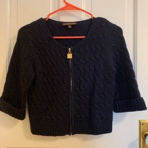 Navy blue cashmere zip up sweater